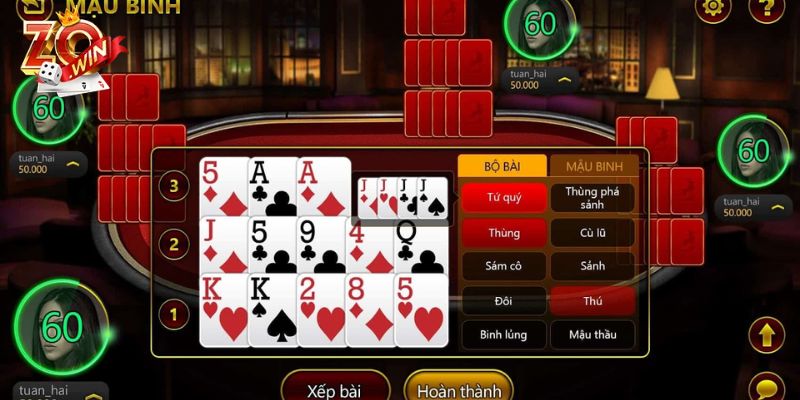 Luật chơi và cách xếp bài trong game bài Mậu Binh